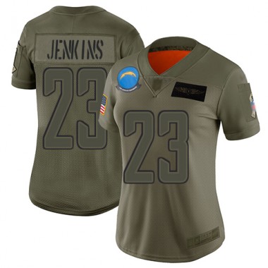 Los Angeles Chargers NFL Football Rayshawn Jenkins Olive Jersey Women Limited #23 2019 Salute to Service->los angeles chargers->NFL Jersey